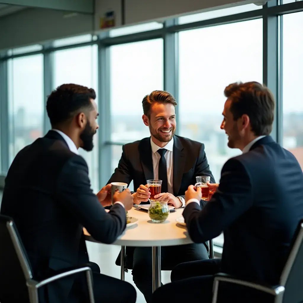 Scène relaxante d'un homme lisant un livre tout en savourant son thé.